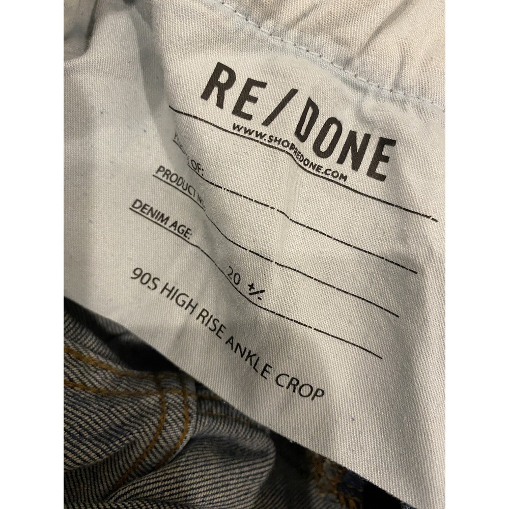 RE/DONE Jeans Womens 30 Blue 90s High Rise Ankle Crop Button Fly Distressed Blue - Picture 9 of 10